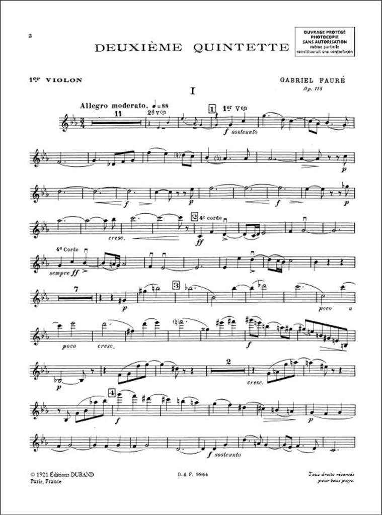 Deuxieme Quintette, Opus 115